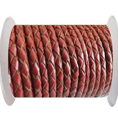 ROUND BRAIDED LEATHER CORD 6MM SE/B/2021-RED WINE