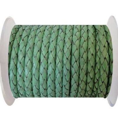 ROUND BRAIDED LEATHER CORD 6MM SE/B/2034-LIGHT MINT