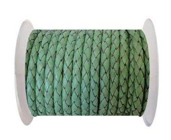 CORDON ROND EN CUIR TRESSÉ 6MM SE/B/2034-MENTHE CLAIR