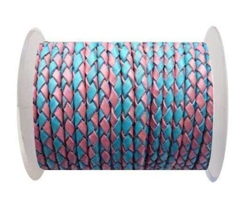 ROUND BRAIDED LEATHER CORD 6MM SE/B/24-PINK-BLUE