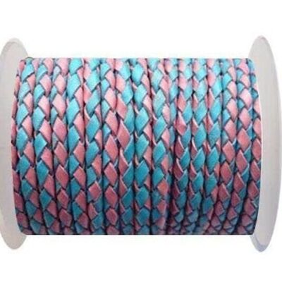 ROUND BRAIDED LEATHER CORD 6MM SE/B/24-PINK-BLUE