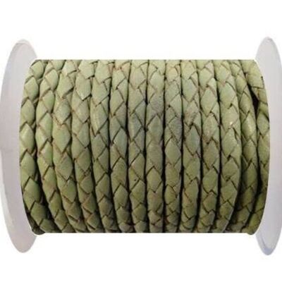 ROUND BRAIDED LEATHER CORD 6MM SE/B/516-PASTEL GREEN