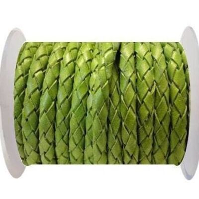 ROUND BRAIDED LEATHER CORD 6MM SE/B/522-LIGHT GREEN