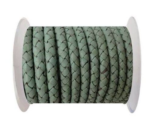 ROUND BRAIDED LEATHER CORD 6MM SE/B/616-PASTEL MINT