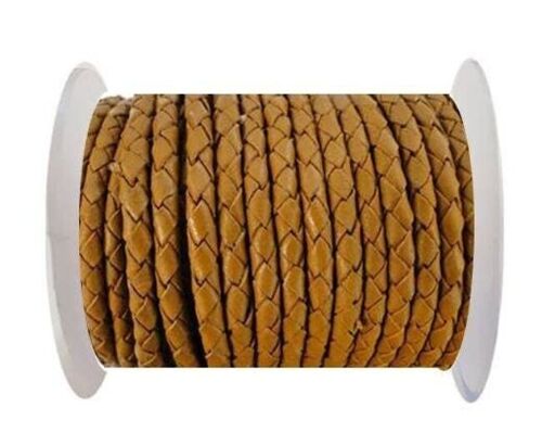 ROUND BRAIDED LEATHER CORD 6MM SE/B/712-CAMEL