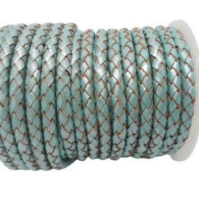 ROUND BRAIDED LEATHER CORD 6MM SE/M/14-METALLIC BABY BLUE