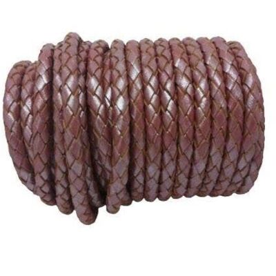 ROUND BRAIDED LEATHER CORD 6MM SE/M/15-METALLIC PLUM