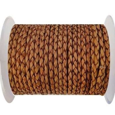 ROUND BRAIDED LEATHER CORD 6MM SE/PB/14-VINTAGE MAHOGANY