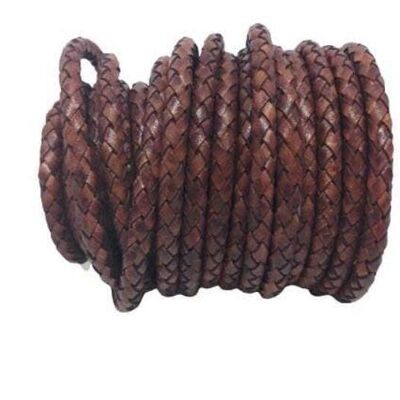 ROUND BRAIDED LEATHER CORD 6MM SE/PB/21-VINTAGE MAROON