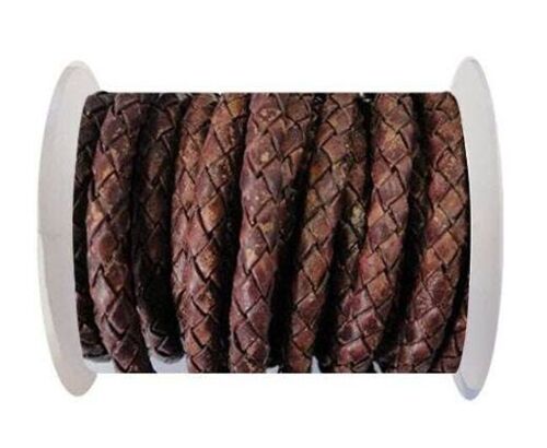 ROUND BRAIDED LEATHER CORD 6MM SE/PB/VINTAGE COPPER