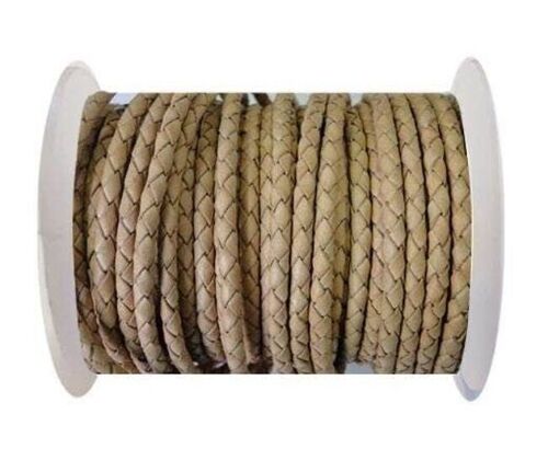 ROUND BRAIDED LEATHER CORD 8MM SE/B/01-NATURAL