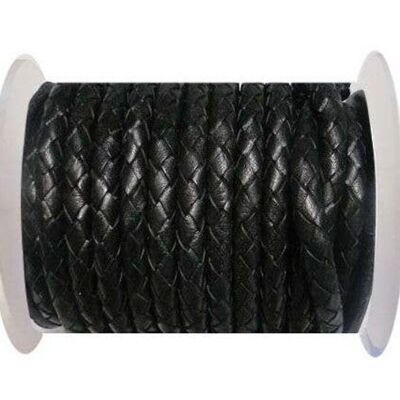 ROUND BRAIDED LEATHER CORD 8MM SE/B/02-BLACK