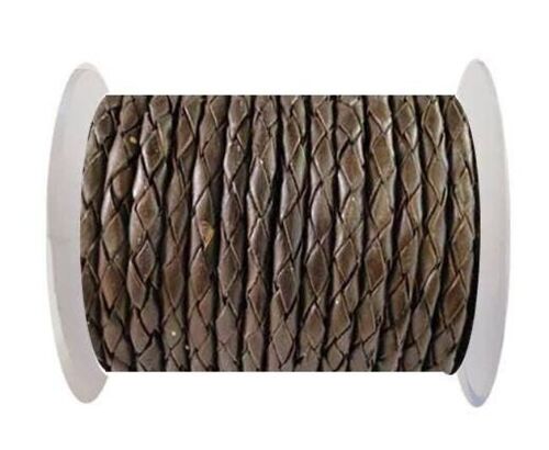 ROUND BRAIDED LEATHER CORD 8MM SE/B/03-DARK BROWN