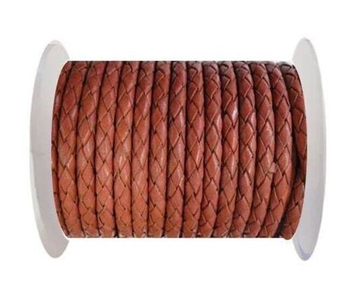 ROUND BRAIDED LEATHER CORD 8MM SE/B/08-CORAL