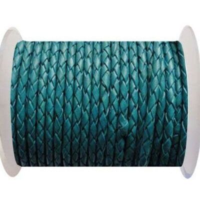 CORDON ROND EN CUIR TRESSÉ 8MM SE/B/11-BLEU BERMUDA