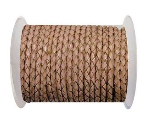 ROUND BRAIDED LEATHER CORD 8MM SE/B/2006-SALMON