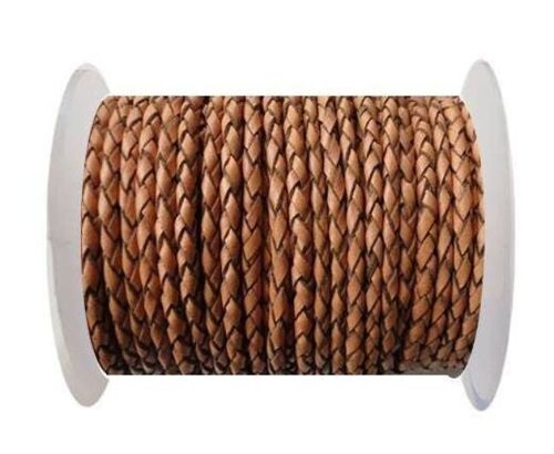 ROUND BRAIDED LEATHER CORD 8MM SE/B/2011-PUMPKIN