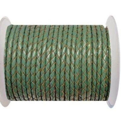 ROUND BRAIDED LEATHER CORD 8MM SE/B/2015-FOREST GREEN