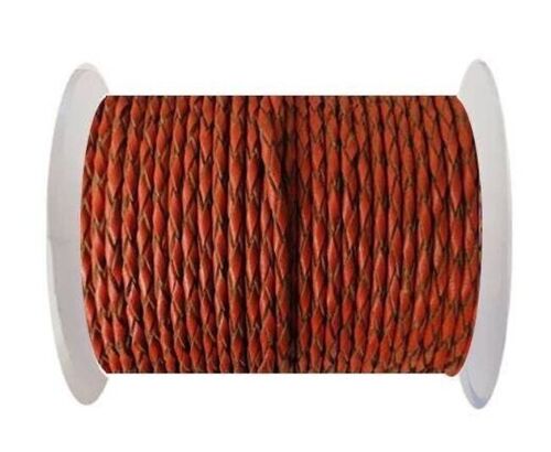 Round Braided Leather Cord 8MM SE/B/2016-Brick