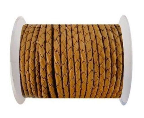 ROUND BRAIDED LEATHER CORD 8MM SE/B/2018-MILK CHOCOLADE