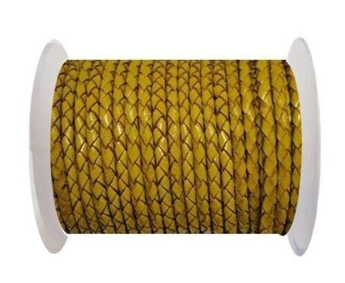 ROUND BRAIDED LEATHER CORD 8MM SE/B/2020-MUSTARD