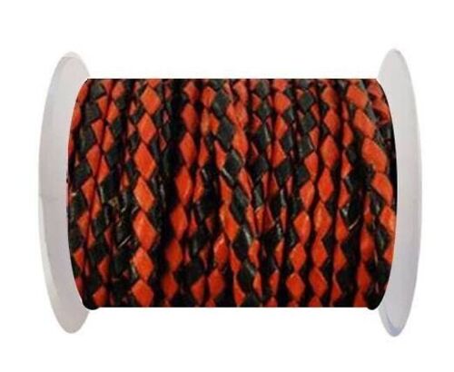 ROUND BRAIDED LEATHER CORD 8MM SE/B/22-RED-BLACK