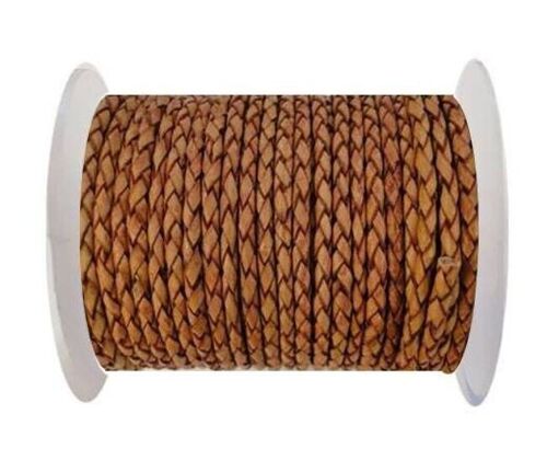 ROUND BRAIDED LEATHER CORD SE/B/14-BORDEAUX - 3MM