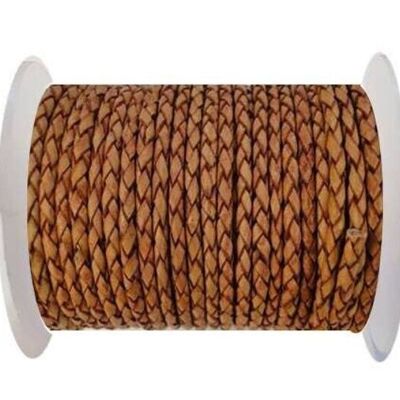 ROUND BRAIDED LEATHER CORD SE/B/14-BORDEAUX - 3MM