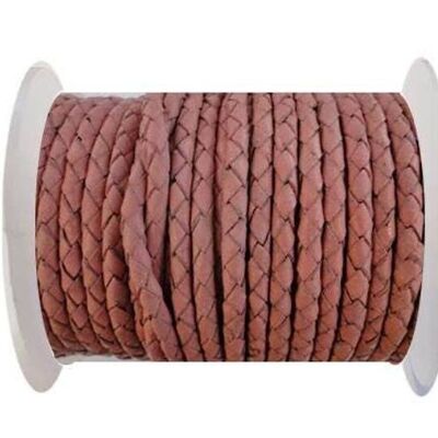 ROUND BRAIDED LEATHER CORD SE/B/722-ROSE - 3MM
