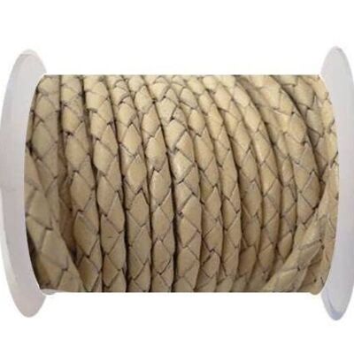 ROUND BRAIDED LEATHER CORD SE/B/727-BEIGE-3MM