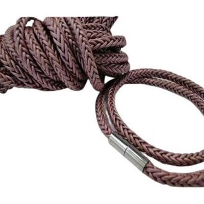 ROUND BRAIDED LEATHER CORD-LIGHT VIOLET-4MM