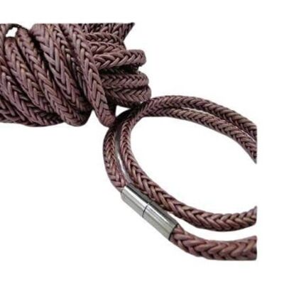ROUND BRAIDED LEATHER CORD-LIGHT VIOLET-4MM
