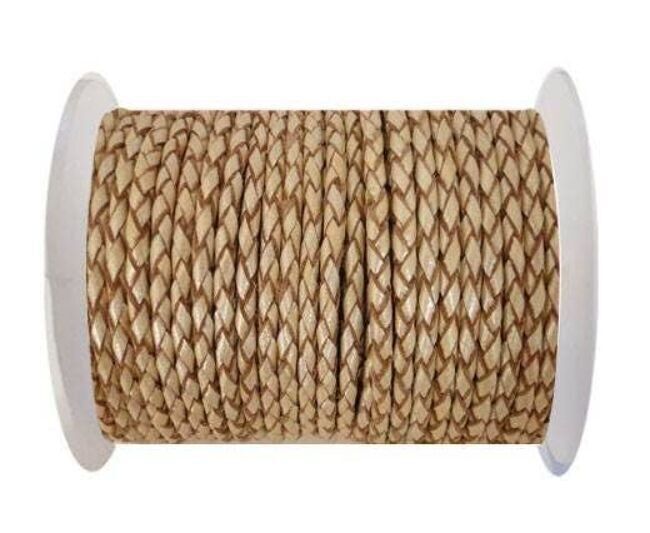RUNDES GEFLOCHTENES LEDERKORDEL6MM SE/M/13-METALLIC SUN