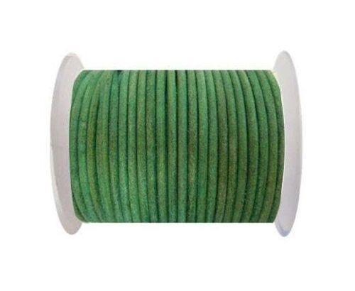 Round Leather Cord - 3mm - SE. Vintage Green