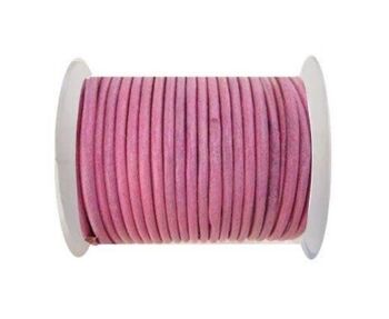 CORDON EN CUIR ROND - 3MM - SE.M.ROSE FONCÉ