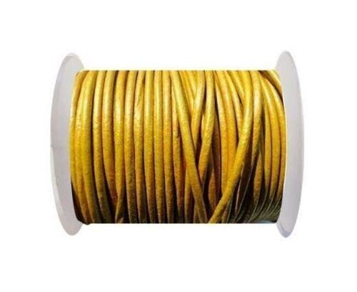 ROUND LEATHER CORD - 3MM - SE/R/METALLIC YELLOW