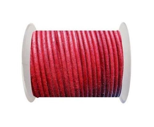 ROUND LEATHER CORD - 3MM - SE/R/VINTAGE RED