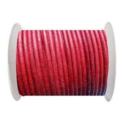 ROUND LEATHER CORD - 3MM - SE/R/VINTAGE RED