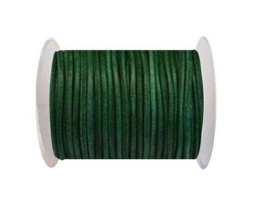 Round Leather Cord - 3MM - Vintage Fern Green
