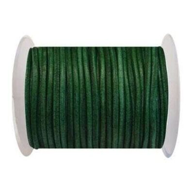 Round Leather Cord - 3MM - Vintage Fern Green