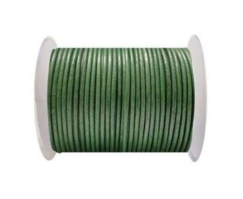 ROUND LEATHER CORD - 3MM- SE/R/METALLIC APPLE GREEN