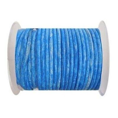 Cordoncino di cuoio rotondo - 4 mm - Blu cielo vintage