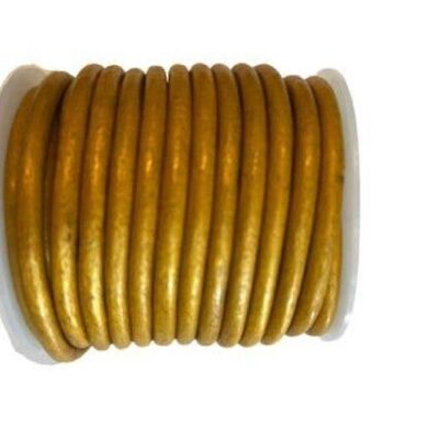 Round Leather Cord - 5mm - Gold