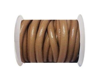 Cordon en Cuir Rond - 5mm - Marron Clair