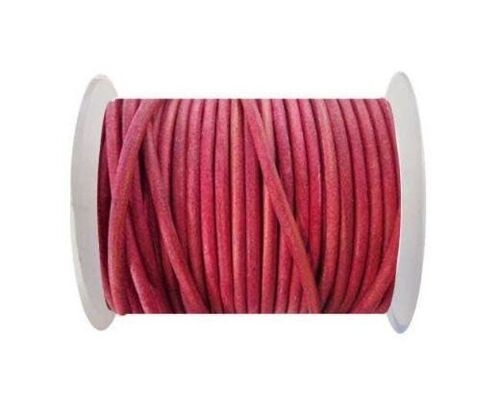 Round Leather Cord -3mm - SE. Vintage Dark Pink