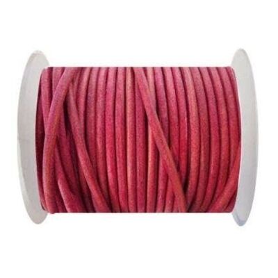 Round Leather Cord -3mm - SE. Vintage Dark Pink