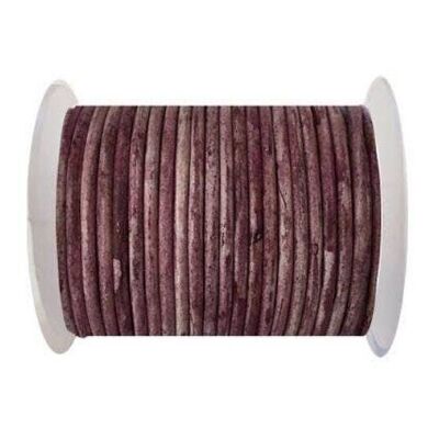 Round Leather Cord -4mm - Vintage Bordeaux