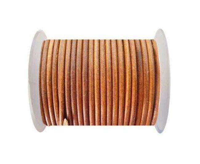 Rundes Lederband 3 mm - SE. Vintage-Tan