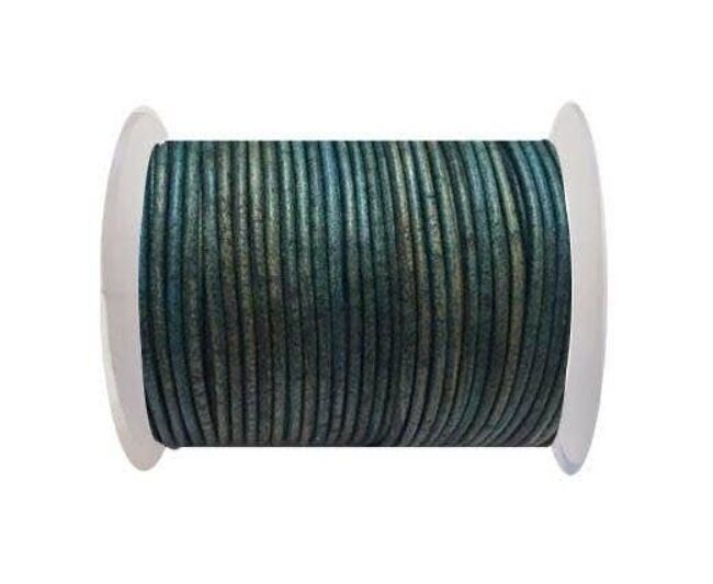 Rundes Lederband 3mm Vintage Hellblau