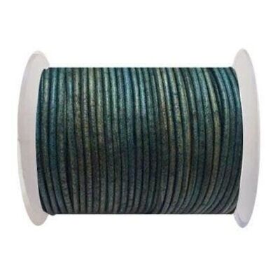 Rundes Lederband 3mm Vintage Hellblau